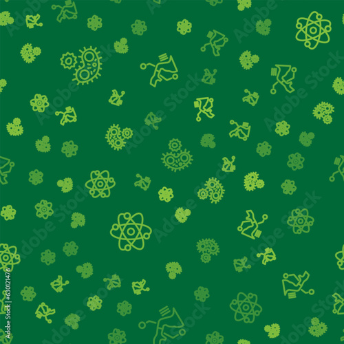 Set line Virus, Atom and Prosthesis hand on seamless pattern. Vector