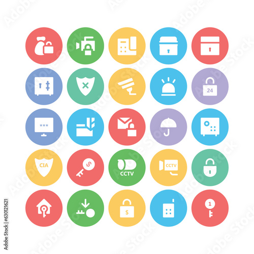 Set of Safety Flat Icons 

