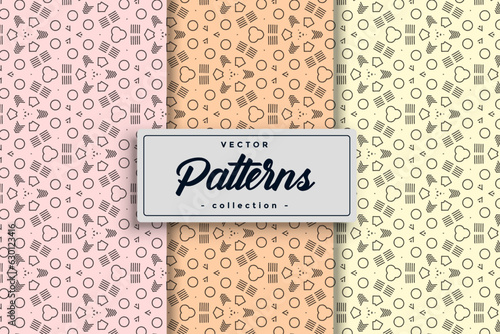 Hand-Drawn Geometric Simple Seamless Pattern Set collection of elegant patterns with clean lines and effortless continuity