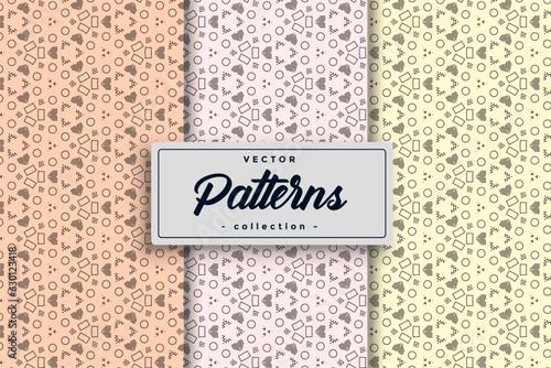 Hand-Drawn Geometric Simple Seamless Pattern Set collection of elegant patterns with clean lines and effortless continuity