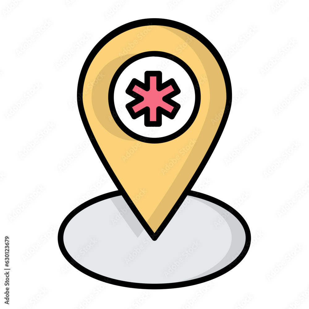 Obraz premium Hospital Location Line Color Icon