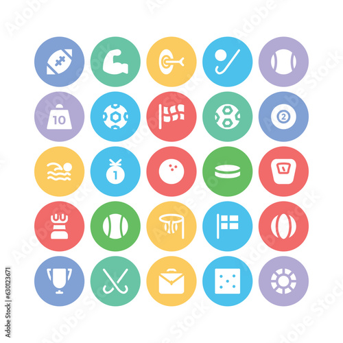 Pack of Sports and Games Flat Icons

