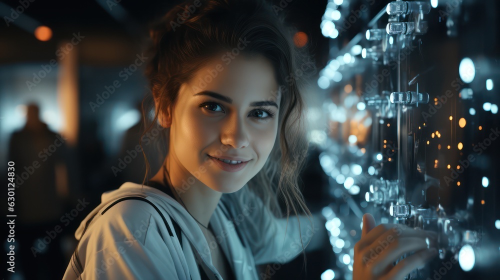 Human conversing with futuristic AI. Innovation in artificial intelligence technology. Science fiction dialogue with robotic ai Human conversing with futuristic AI. Innovation in artificial intelligence technology. Science fiction dialogue with robotic ai