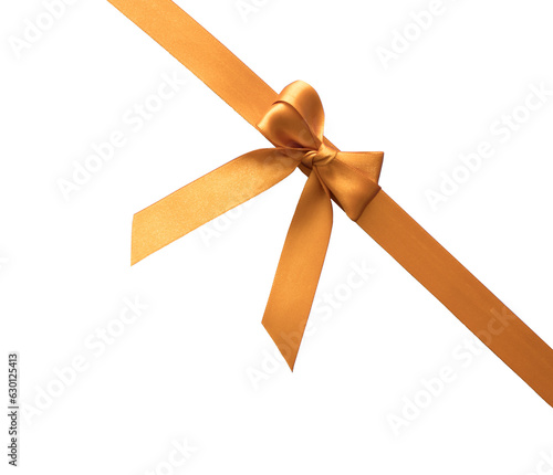 golden ribbon for anniversary, father's day, or christmas, with transparencies, PNG format