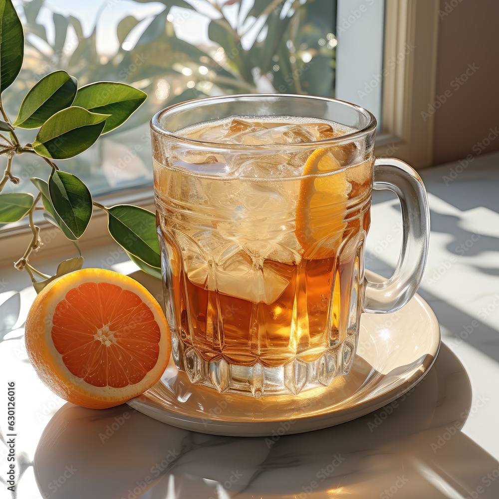 Coffee with orange juice in a glass mug. Cocktail bumble, capuorange, tyr, raff. Generative AI Coffee with orange juice in a glass mug. Cocktail bumble, capuorange, tyr, raff. Generative AI