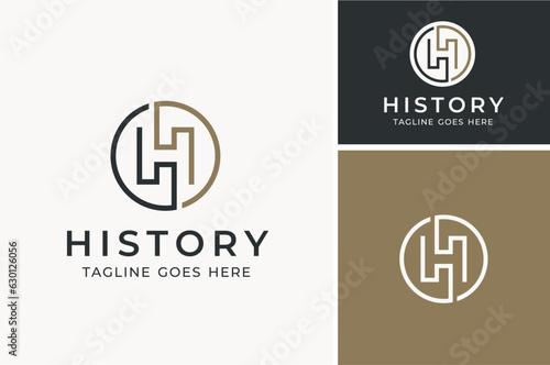 Classic Initial Letter H Circular Ambigram Monogram Vintage Logo Design