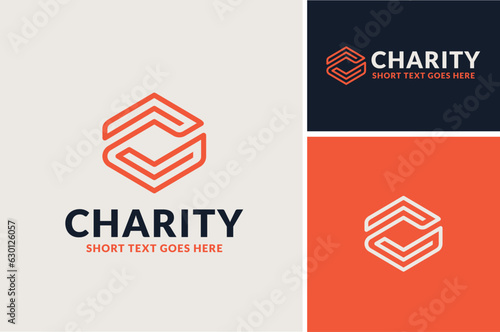 Hexagon Helping Giving Receiving Hand for Help Donate Share Charity Care logo design