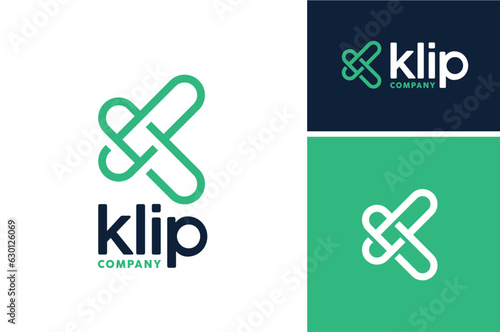 Initial Letter K Paper Sheet Clip for Office Stationary logo design