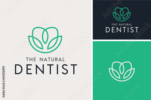 Beauty Flower Tooth or Fresh Floral Teeth logo design for Natural Dental Dentist Dentistry Orthodontic logo design