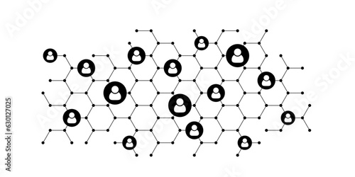 Social user network, people network illustration. Dots connected lines create network