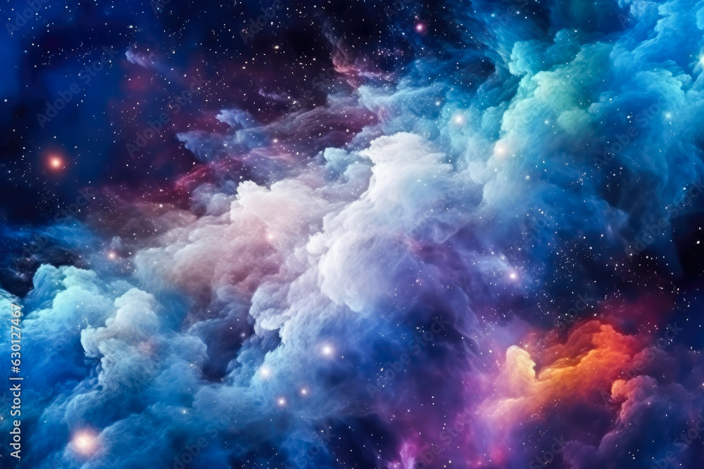 Colorful space galaxy cloud nebula. Universe science astronomy. Supernova background wallpaper, starry night