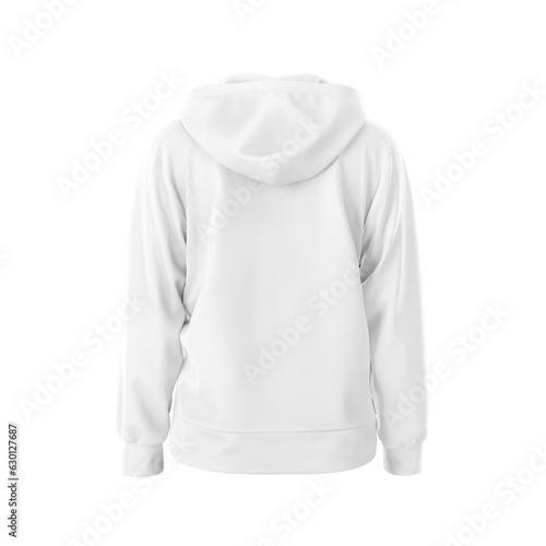 Blank Back View Hoodie White mockup natural shape invisible mannequin isolated on a white background