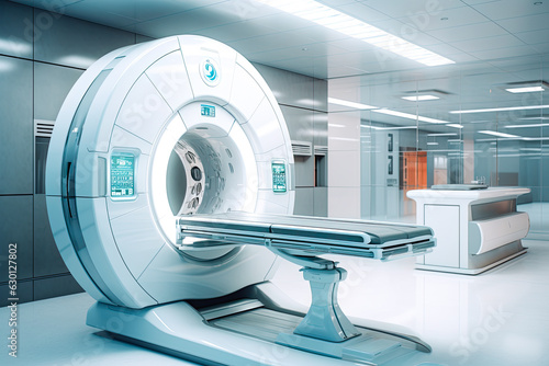 Advanced futuristic CT scanner, concept, bright neon colors