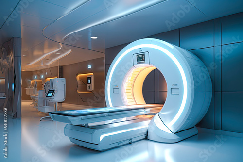 Advanced futuristic CT scanner, concept, bright neon colors