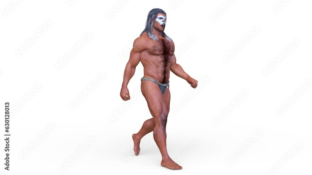 歩く筋肉質の男性