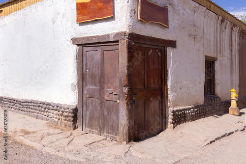 San Pedro de Atacama streets popular travel destination to explore Andean desert, lakes and geysers.