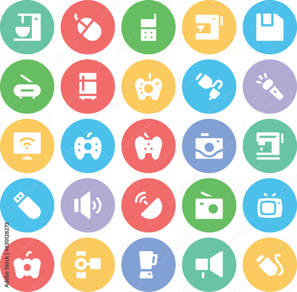 Fototapeta premium Pack of Electronic Machines Flat Icons