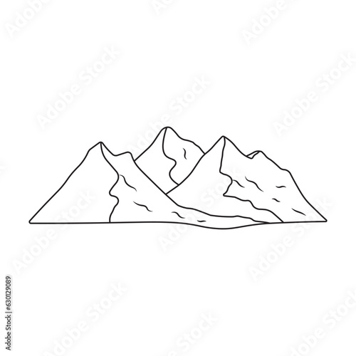 Hand drawn Kids drawing Cartoon Vector illustration mountain range icon Isolated on White Background