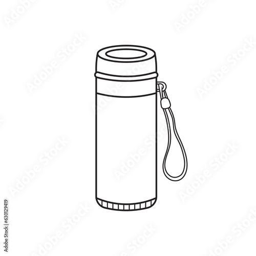 Hand drawn Kids drawing Cartoon Vector illustration thermos bottle icon Isolated on White Background