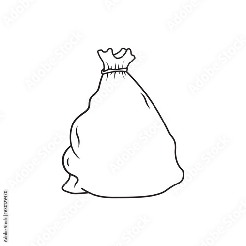 Hand drawn Kids drawing Cartoon Vector illustration trash bag icon Isolated on White Background