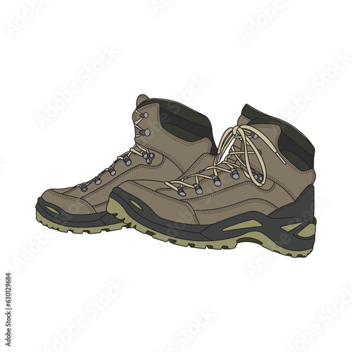 Kids drawing Cartoon Vector illustration hiking boots icon Isolated on White Background