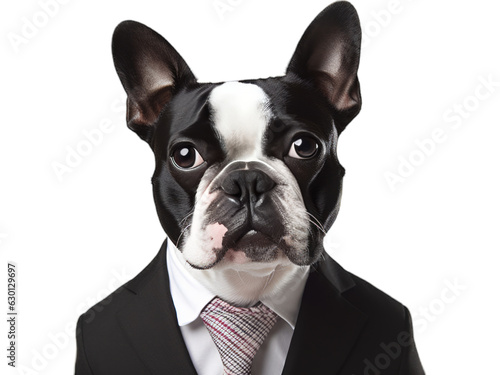 Boston Terrier Sales Consultant with No Background © Emojibb.Family