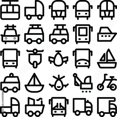 Set of Transport Bold Line Icons