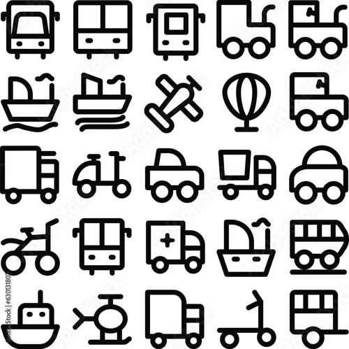 Set of Transport Bold Line Icons