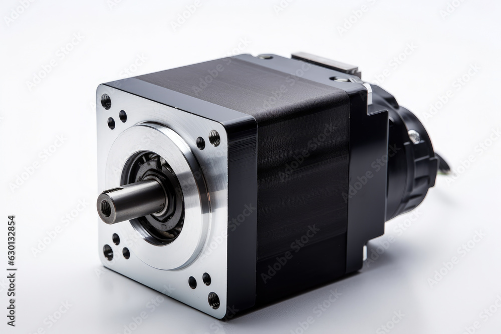 Close-up of a compact and versatile servo motor with customizable parameters for flexible integration in various industrial applications Close-up of a compact and versatile servo motor with customizable parameters for flexible integration in various industrial applications