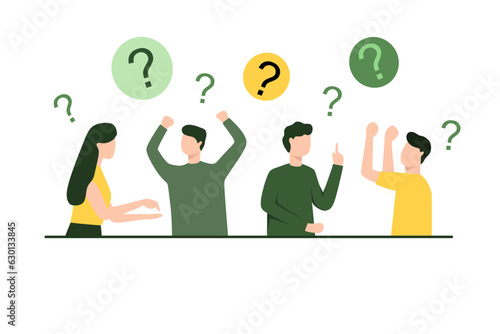 Vector illustration of problem solving concept, people communication in search of ideas. Deadlock meeting.  flat design for website, banner, flyer and presentation