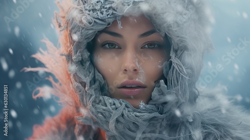 Young woman in winter conditions Generative AI