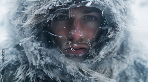 Man in an extreme winter environment Generative AI