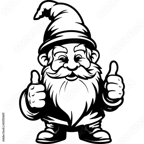 Garden gnome thumbs up logo black silhouette vector isolated