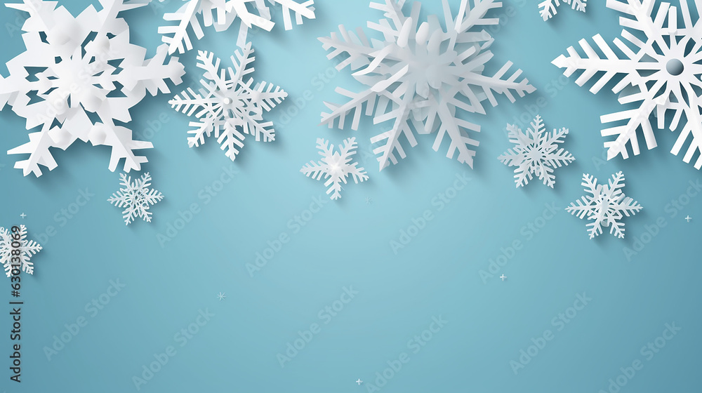 White Paper Cut Snow Flake Greeting Background Merry Christmas Illustration. Generative AI White Paper Cut Snow Flake Greeting Background Merry Christmas Illustration. Generative AI
