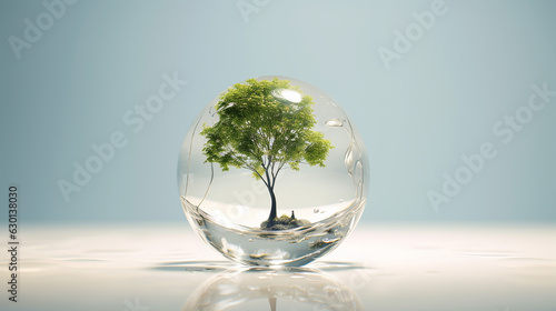 Wallpaper Mural Drop of water with tree inside 3d rendering Illustration Background. Generative AI Torontodigital.ca