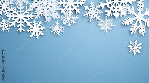 White Paper Cut Snow Flake Greeting Background Merry Christmas Illustration. Generative AI