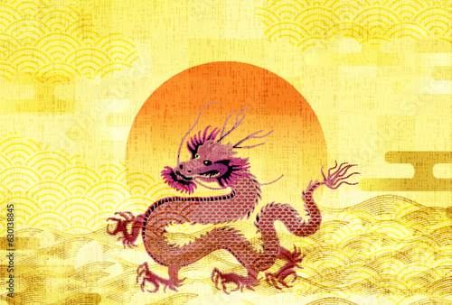 辰　年賀状　干支　背景	