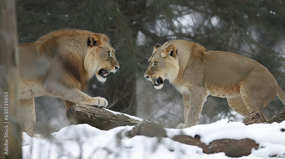 Fototapeta premium Löwen in freier Wildbahn