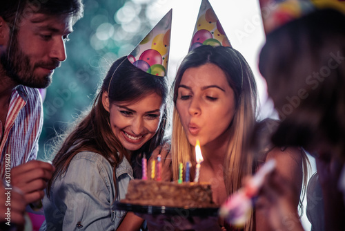 Photography Group of friends celebrating birthday