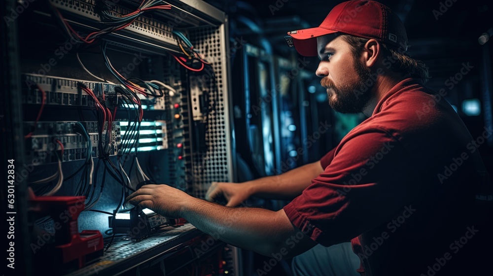 Technician working on an Electrical System. Technician working on an Electrical System.