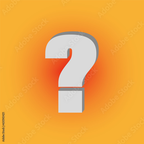 3d question mark on orange background. White questionmark. Vector illustration. EPS 10.