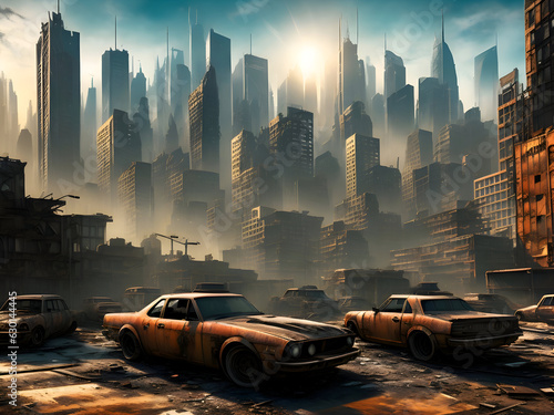 Fotografia A post-apocalyptic cityscape