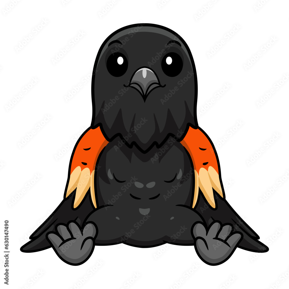Fototapeta premium Cute redCute red winged black bird cartoon winged black bird cartoon