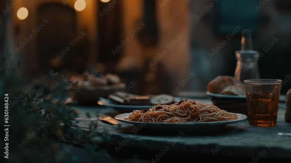 A delicious serving of spaghetti with meatballs. Generative AI. A delicious serving of spaghetti with meatballs. Generative AI.