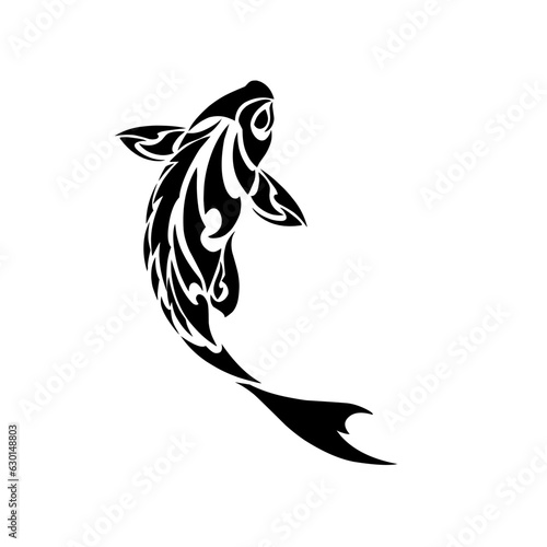 illustration vector graphic of tribal art tattoo fish koi