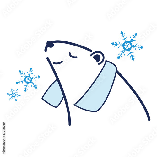 クールタオルを首にかけたシロクマのイラスト