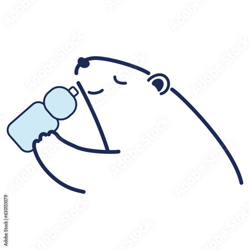 水分補給をするシロクマのイラスト