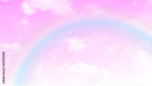 Sky Cloud pastel with a Colorful background. Pink sky with rainbow effect.