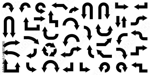 Black arrows set on white background. Pointers collection. Arrow cursor icon. Vector illustration. Eps 10.