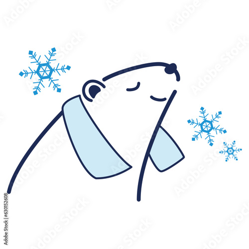 クールタオルを首にかけたシロクマのイラスト
